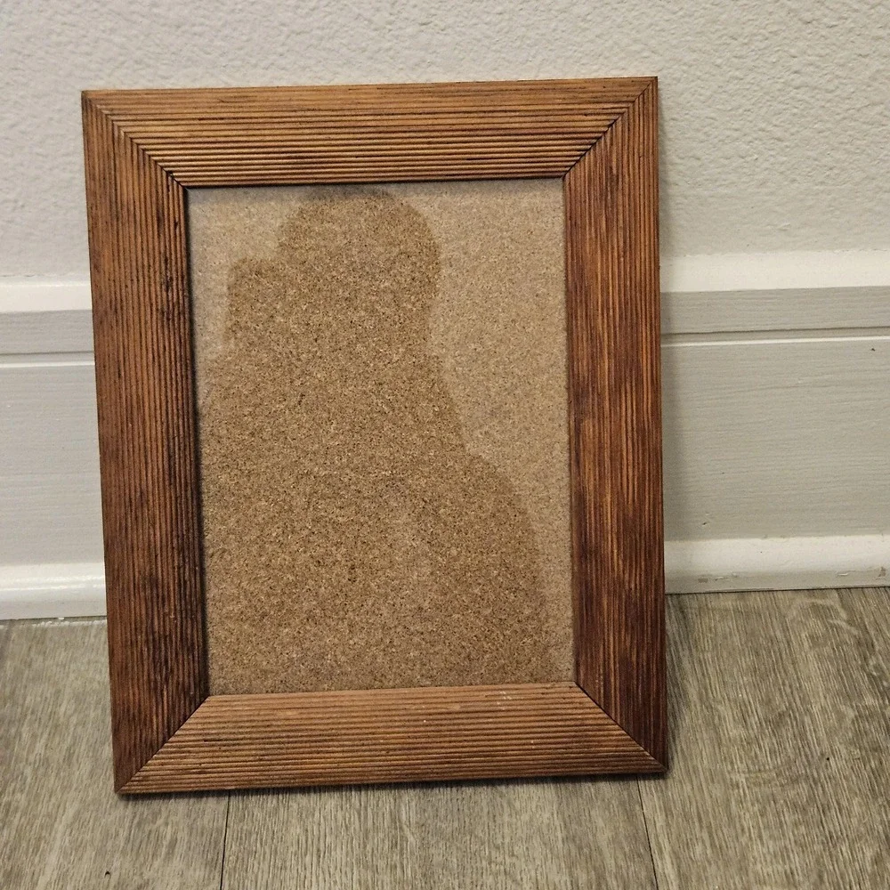Vintage glass insert 8x5.5 wooden‎ frame wall mount vertical or horizontal